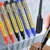 Construction Marker Pens, Waterproof Construction Markers | 3x Refillable Deep-Reach Long-Tip Markers | Long-Nose Markers with Deep Reach, Oil-Based I