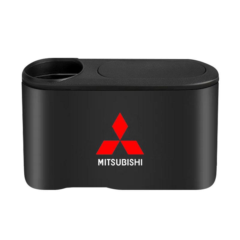 Portable Hanging Mini Car Trash Can Wastebasket Trash Can with Lid Emblem For Mitsubishi lancer asx outlander pajero l200 galant