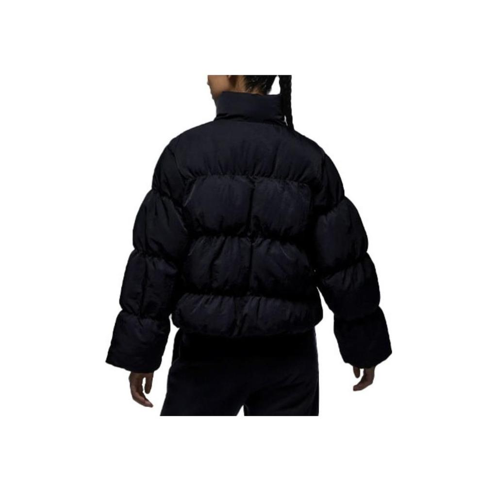 Jordan Solid Color Logo Stand Collar Long Sleeve Cotton Jacket Women Outerwear Black FB5150-010