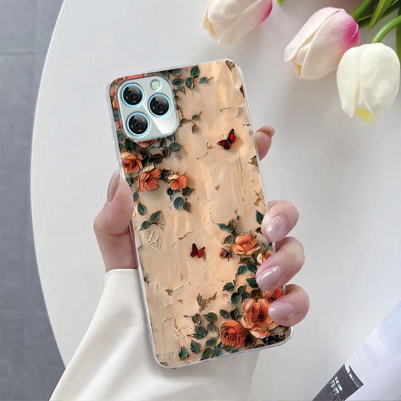 Для Blackview A95 A85 A80S A100 Чехол Роскошный Чехол для Телефона Для Blackview A200 Pro A80 Цветок Прозрачный Мягкий Силикон Защитная Крышка