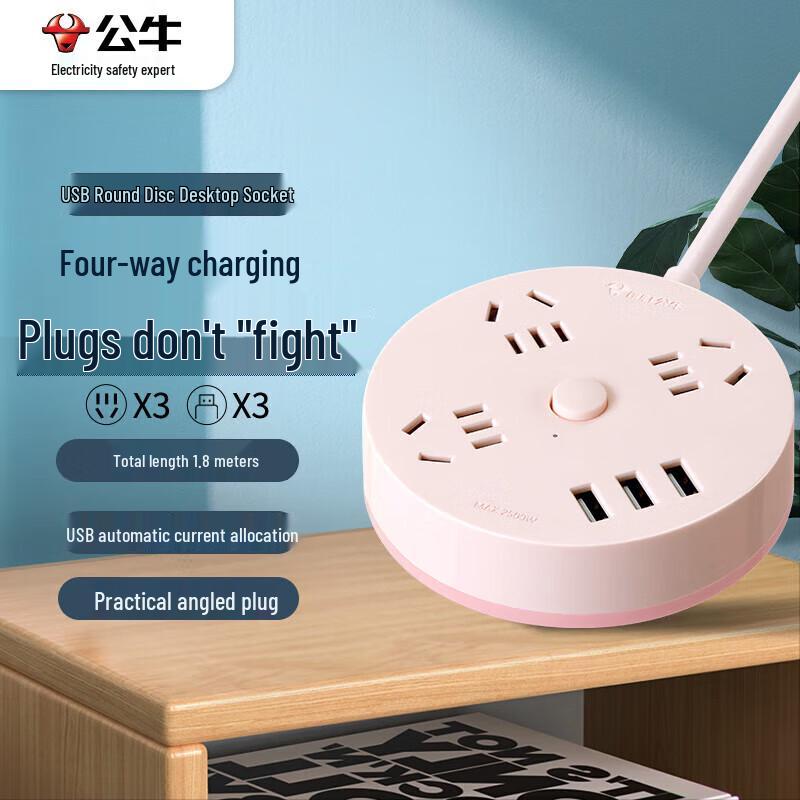 BULL Round Power Strip CN plug (adapter included)