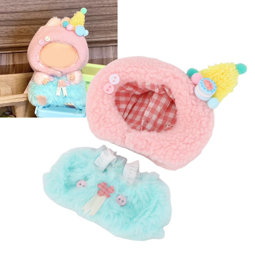 Набор одежды для куклы 17 см Плюшевая ткань из волокна Легко одевать Платье для куклы Наряды Шляпы Аксессуары для одежды