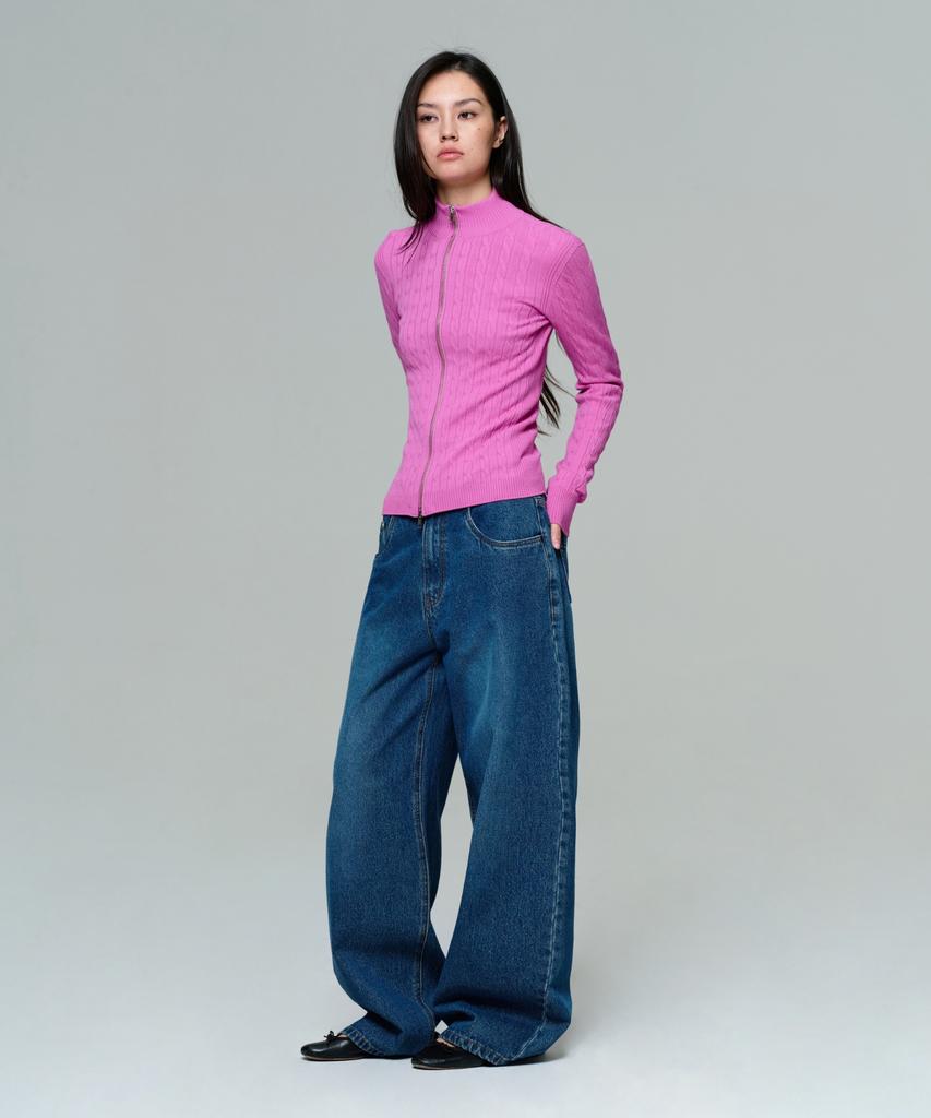 ERA Women Fitted Cable Zip Knit - Rose Pink