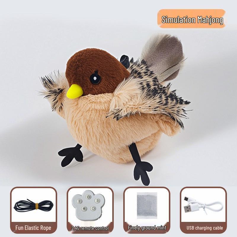 Игрушка Электрический Воробей для Кошек с Пультом Управления - Интерактивный Симулятор Крыльев для Самостоятельной Игры для Кошек