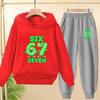 Children'S Hooded Tracksuit And Pants For Autumn And Winterfeaturingfun Christmasprintscasual Comfort, And A Stylish Number 67.