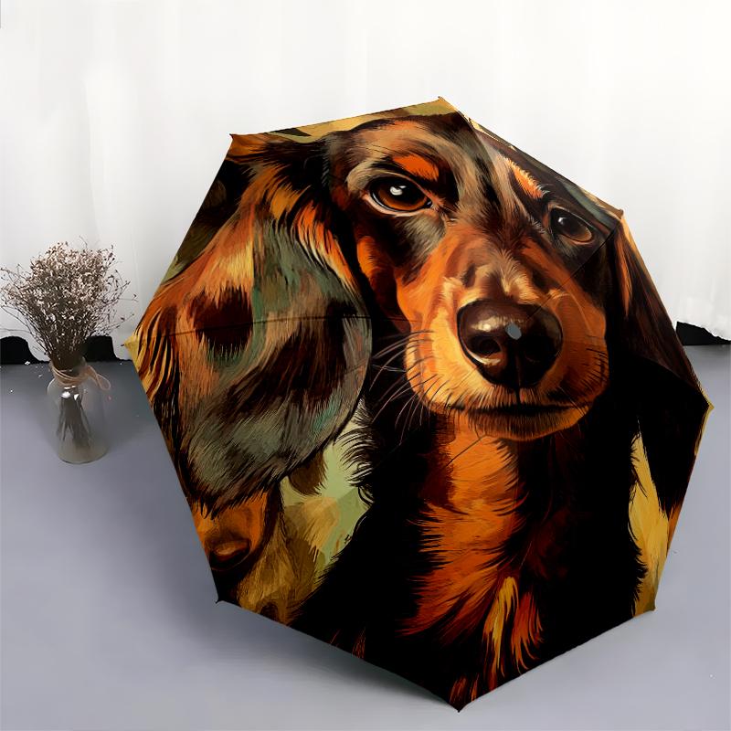 Узор с таксами, автоматический складной зонт, портативная и складная конструкция, 8 спиц, рождественский или день рождения подарок.