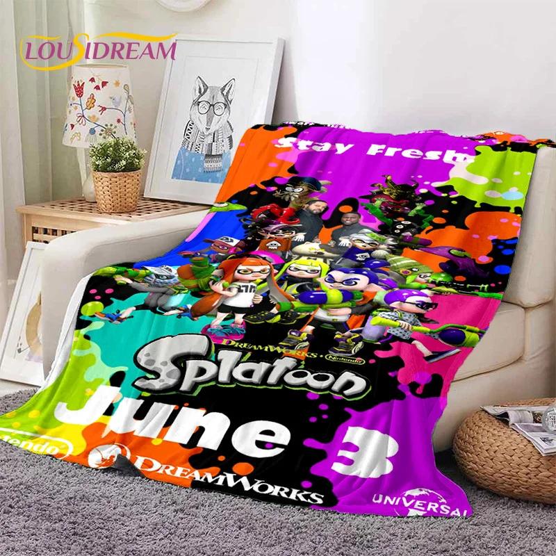 Splatoon3 PC Игрок Мультяшная Игра Мягкие Одеяла, Теплое Плед-Покрывало Уютное Одеяло для Пикника Кроватей Дивана Дома Спальни Подарок