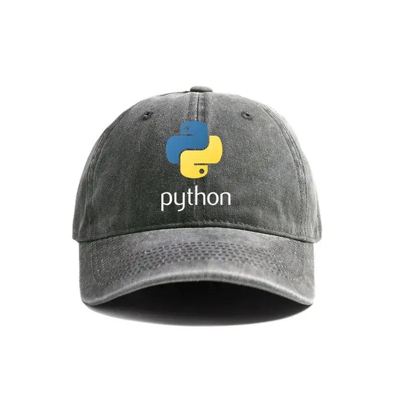 2025 Компьютерный Программист Язык Python Бейсболки Потертые Шляпы Кепка Мужчины Женщины Ретро Уличная Летняя Регулируемая Кепка