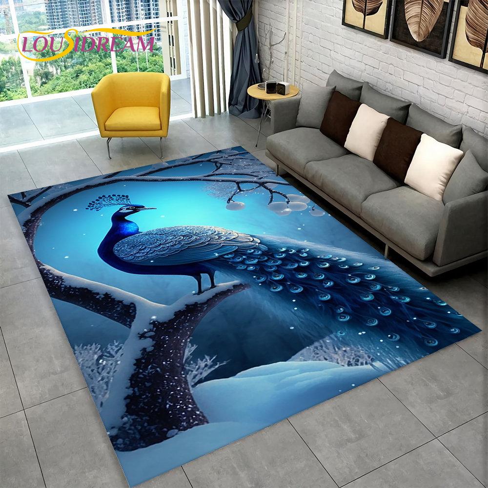 3D изысканный коврик с изображением павлина, коврик для дома, гостиной, спальни, дивана, коврик для кухни, украшение для кухни, нескользящие коврики