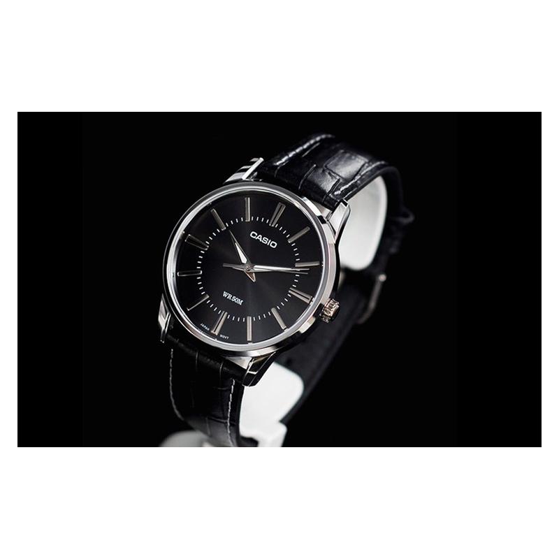 Casio STANDARD Series Business Waterproof Quartz Movement Leather Strap Japanese and Korean Watch Men's Watch Black Dial MTP-1303L-1AV