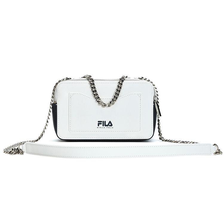FILA Fashion Casual Chain PU Leather Phone Bag Shoulder Bag Crossbody Bag Small Women bags White F13W319168F-WT