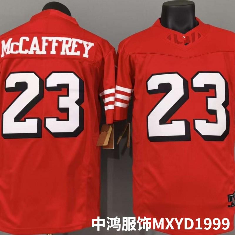 San Francisco 49ers 23 Christian McCaffrey Red Shadow Edition Rugby Jersey Mens Fan Apparel