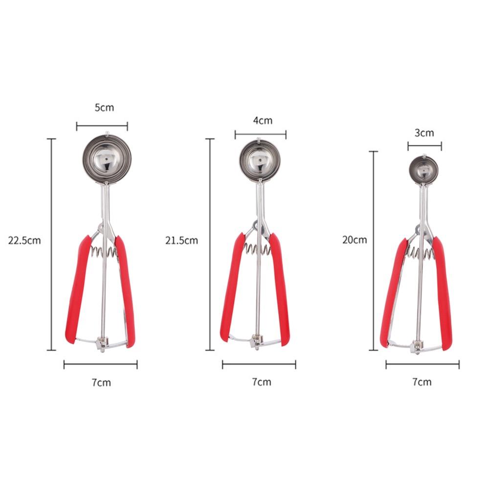 3pcs set Trigger Release Ice Cream Scoop Set Stainless Steel Stainless Steel Scoop  Food Preparation