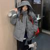 Winter Puffer Jackets Women Thick Warm Down Cotton Padded Coat Female Fashion Oversize Hooded Grey Loose Short Parkas