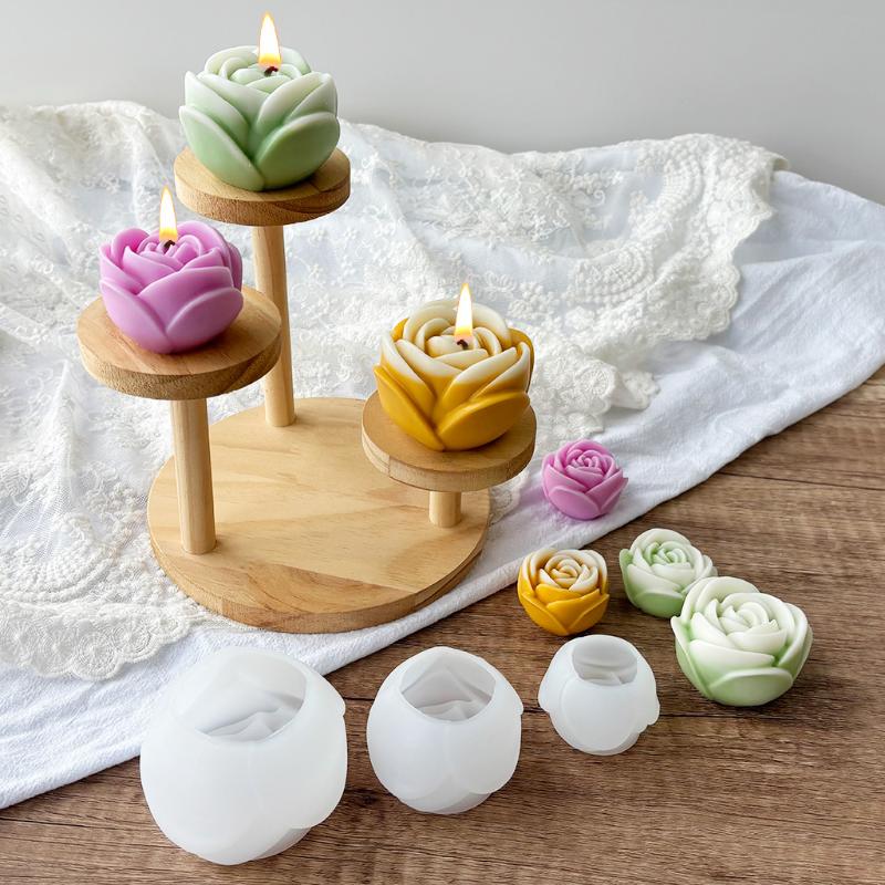 Multi Size 3D Flower Shape Silicone Rose Mold Candle Mould Handmade Soap Mold Wedding Cake Decor Jelly Valentine's Day Gift DIY