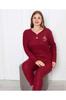 Women's Style Plus Size Pajama Set Winter Long Sleeve Embroidered Big Size Pajama Set