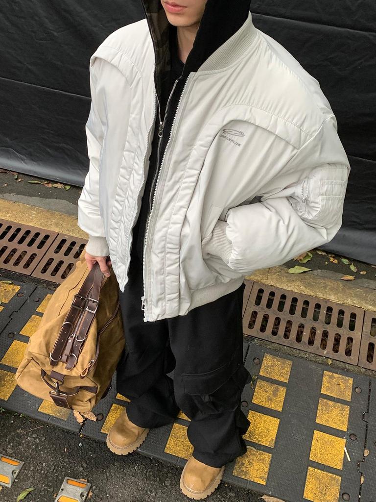 Men's Trendy Deconstructed Curved Design Winter Cotton Motorcycle Jacket