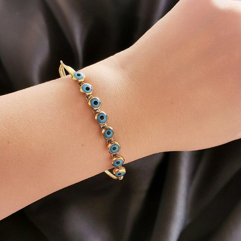 Синие браслеты из нержавеющей стали Sinleery Evil Eye Star для женщин, золотые, серебряные, браслеты на руку, ювелирные изделия, аксессуары Sl213 Ssp