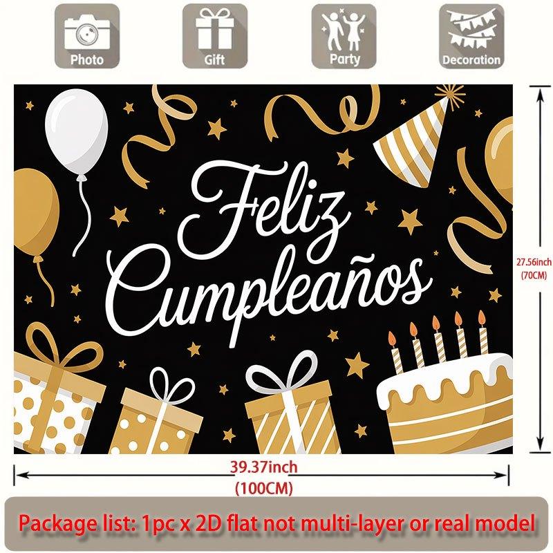 Party Backdrop Flat Feliz Cumpleaos Events Wedding Coming Ceremony Four Season Event Photo Background Front Door Decor Theme