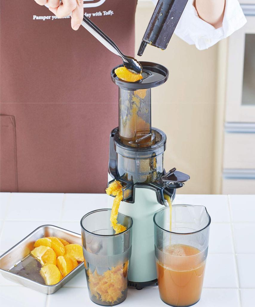 Mini Slow Juicer Small Compact Fruit Vegetable Vitamin Health Habits Keep Freshness Fresh Juice Retro [Toffy] K-BD4 (Pale Aqua) K-BD4-PA