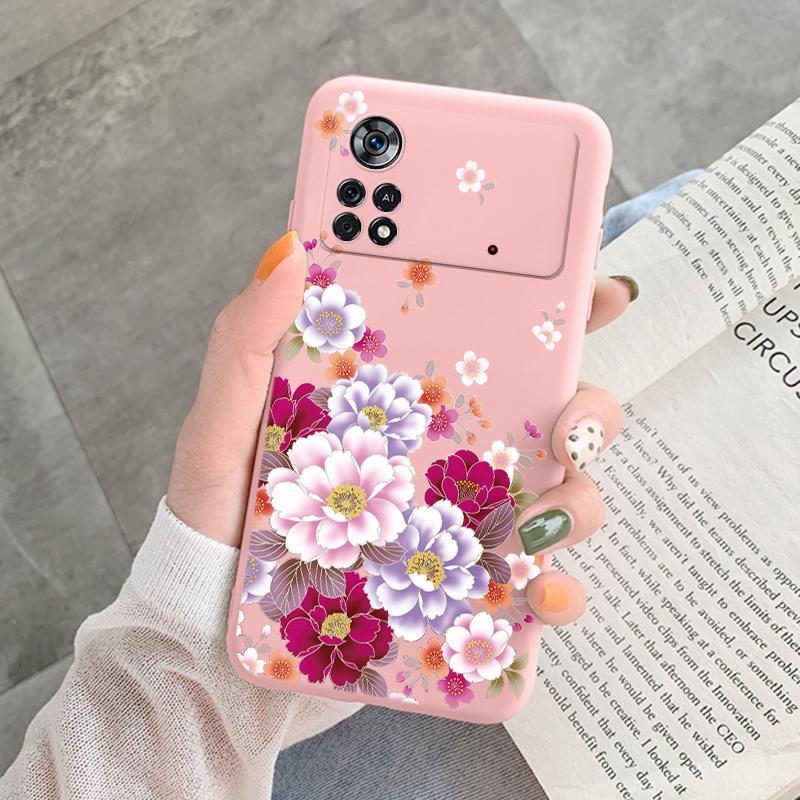 Для Poco X4 Pro 5G M4Pro Чехол Funda Винтажный Цветок Лист Защитный Чехол TPU Capa Для Xiaomi Poco X4 Pocox4 X 4 M4 Pro Coque