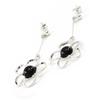 Les Trésors De Lily [I8890] - Flora 'Jet Black Goddess' Silver Earrings