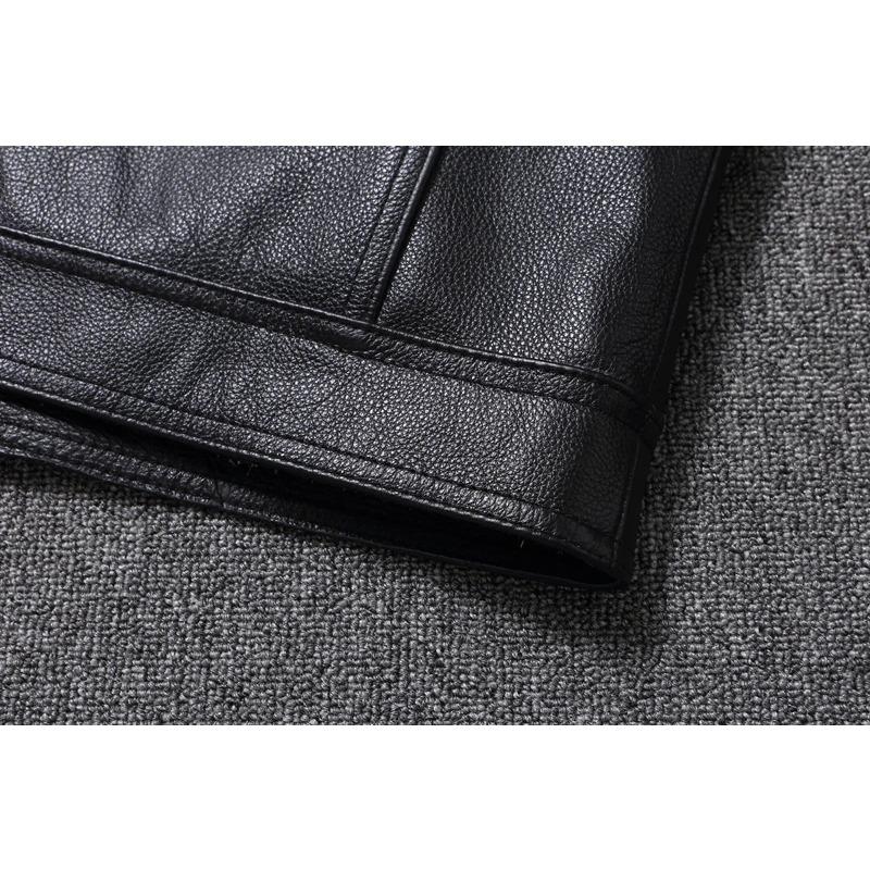 Китайский размер Повседневная натуральная воловья кожаная мужская куртка облегающая черная кожаная куртка мужское пальто мужская кожаная куртка весна осень