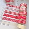 6Pcs/Lot Basic Grid Style Decorative Tape Cute Cartoon Creative Pink/Green/Red Washi Tape School Stationery
