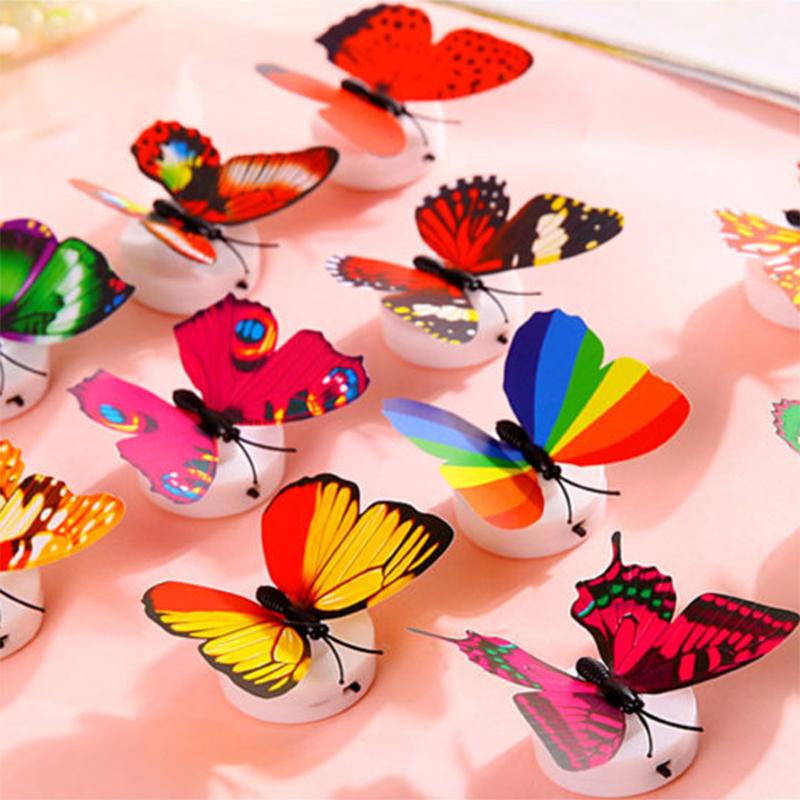 3D Double-layer Three-dimensional Butterfly Wall Decal Butterfly Luminous Small Night Light LED Luminous Bedroom Light Festival Scene Layout