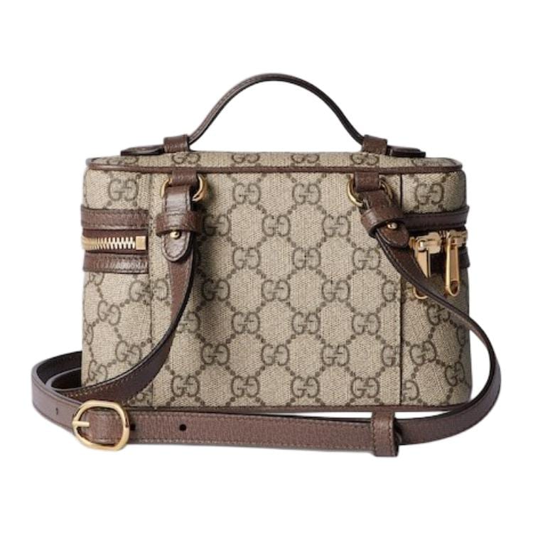 GUCCI Ophidia Canvas With Leather Shoulder Bag, Crossbody Bag, Handbag Extra Mini Women's Beige & Dark Brown 816357-96IWG-8745