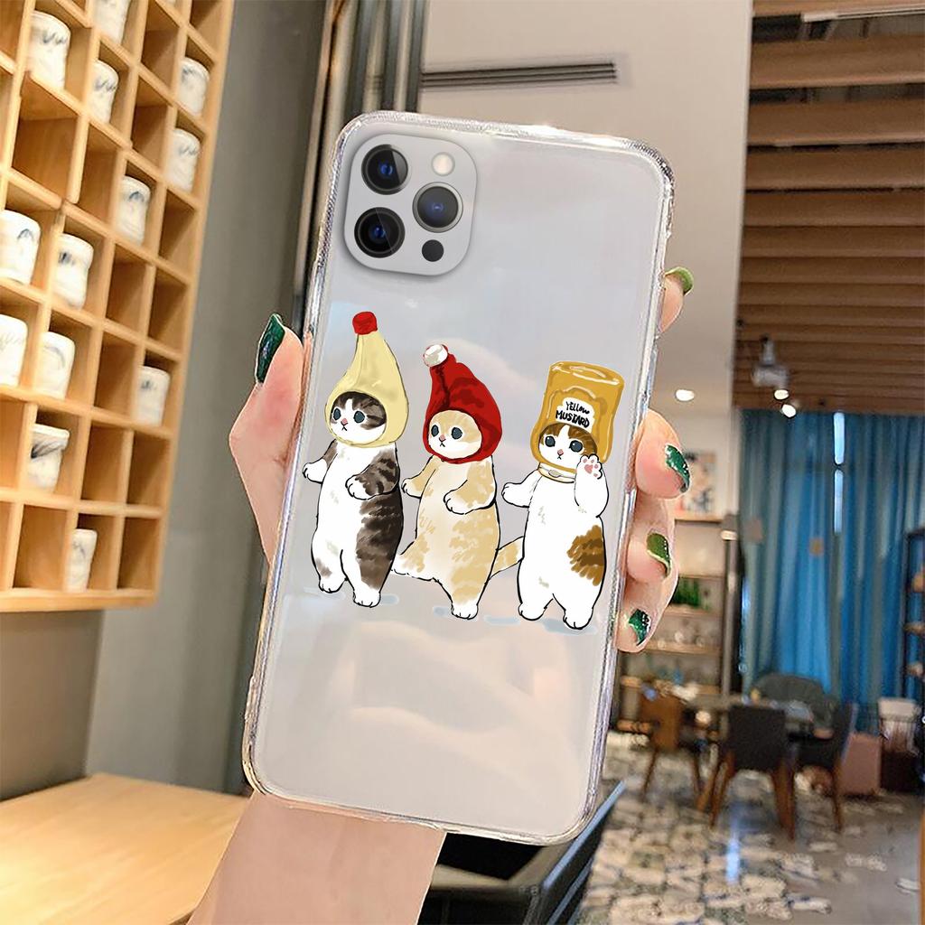 Чехол для телефона с забавным мультяшным котом для iPhone 11 12 Pro Max 13 XR XS X 8 7 SE 2020 Plus, прозрачный мягкий чехол из ТПУ с милым животным рисунком