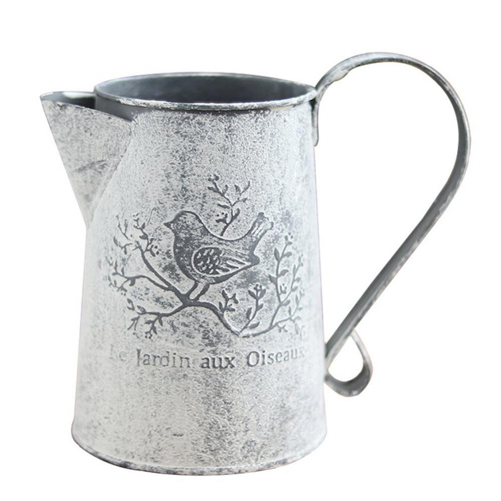 French Script Dried Flower Vase Empty Iron Container Iron Art Bucket  Dried Flowers