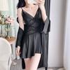 New French lace suspender nightdress women's summer ice silk two-piece set sexy temptation V-collar loungewear set can be outside