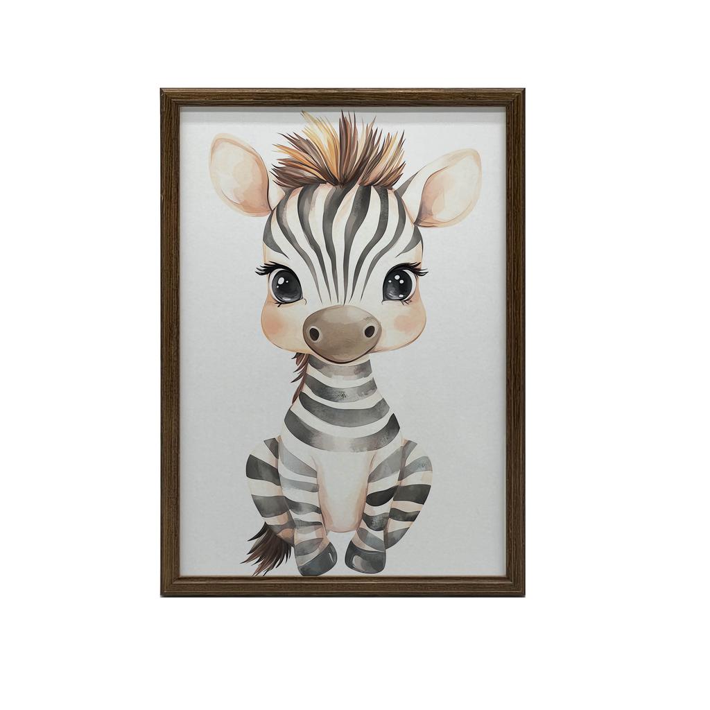 Plakat Mała Zebra Plakat Mała Zebra, 30X40 Cm, Rama Drewniana Biała, Papier Matowy 230 Gsm