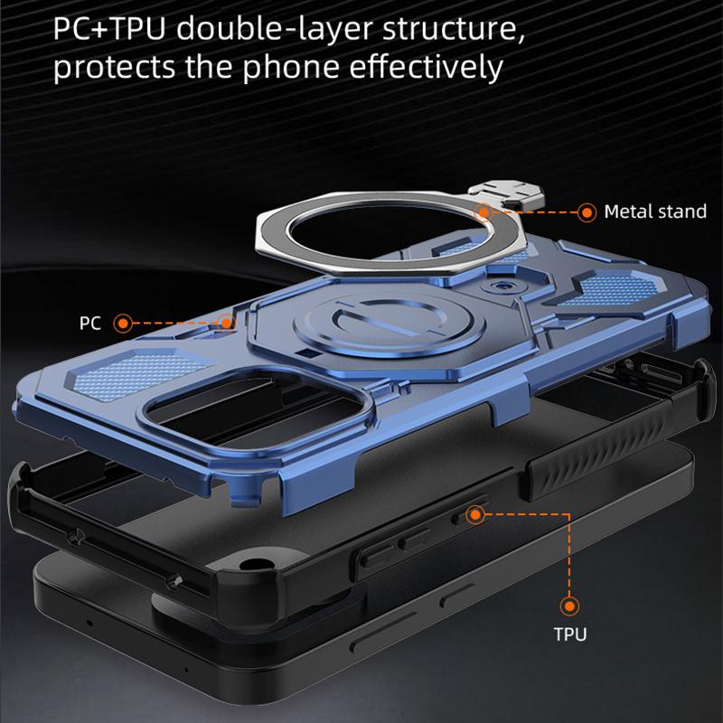 KEYSION Противоударный магнитный чехол для OnePlus 13S 5G Силикон+ПК Вертикальная живая металлическая кольцевая подставка Задняя крышка для телефона для OnePlus 1+13T