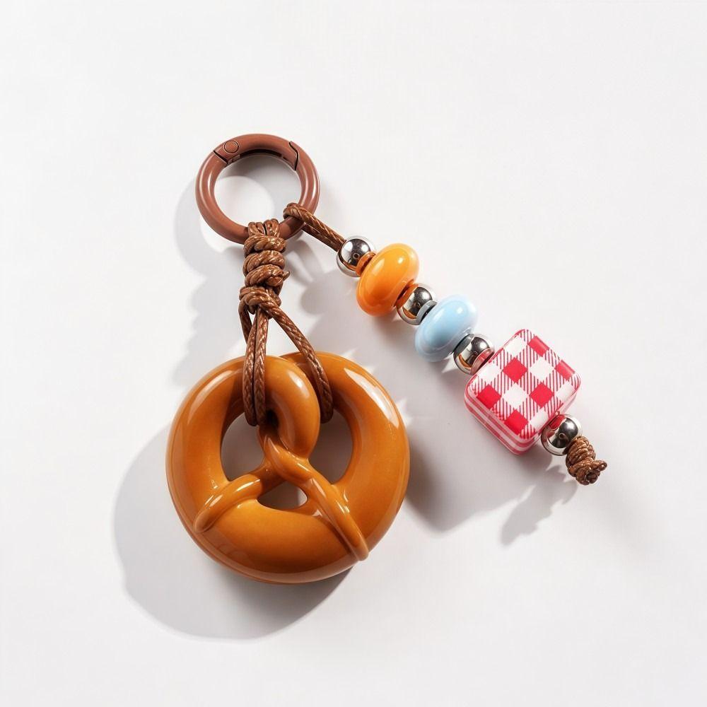Handmade Phone CCD Hanging Rope Ins Bag Pendant Keyring Cute Simulated Bread Bagel Keychain