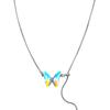 Tide cool laser rhinestone butterfly pullable thin chain necklace women's niche luxury design temperament collarbone chain