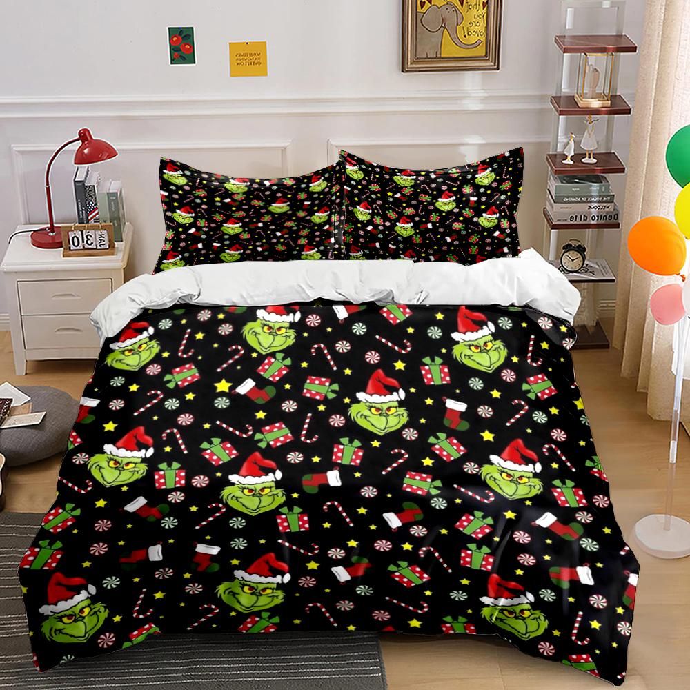 Merry Christmas Gift Box Design Bedding set (1 duvet cover, 2 pillowcases, duvet not included)