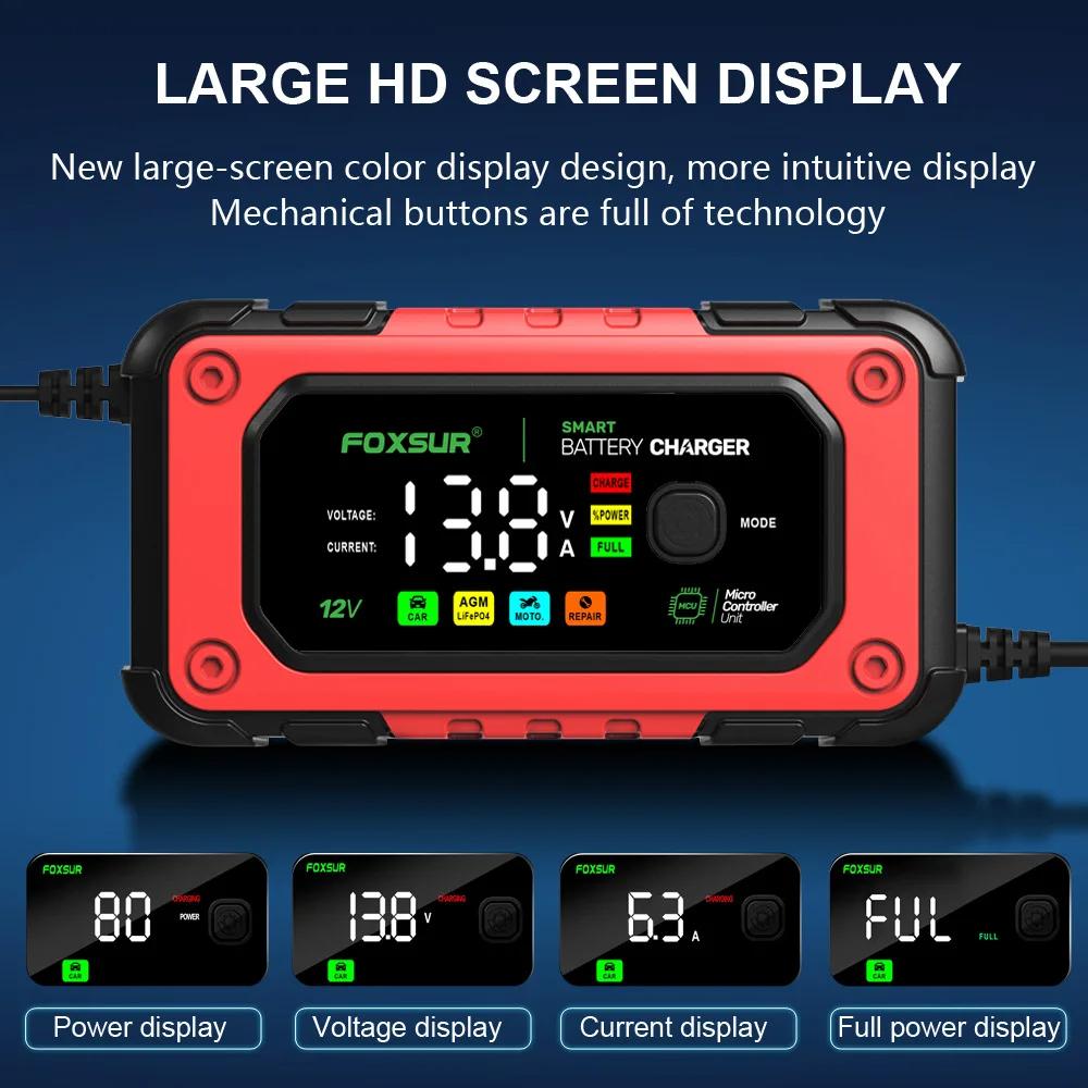 12 В 7 А интеллектуальный автомобильный аккумулятор ЖК-дисплей быстрое зарядное устройство аккумулятор универсальное зарядное устройство для ремонта автомобильного аккумулятора для свинцово-кислотного LiFePO4 аккумулятора