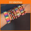 Ethnic Inspired Artificial Colored Stone Weaving Wide Bracelet For Gift Or Daily Wear
