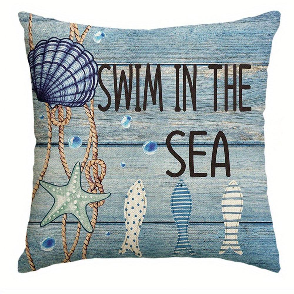 Nautical Elements Pattern Home Decor Pillow Cover Living Room Sofa Polyester Cushion Cover With Zipper