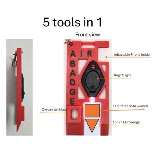 Ключ для кислородного баллона с держателем для телефона, многофункциональный ключ для кислородного шланга 5 в 1, портативный ключ для кислородного баллона с подсветкой, брелок-крепление EET Wedge