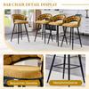Set of 2 Yellow Velvet Curtain Chairs with Black Iron Legs, Modern Bar Stools for the Home Bar Area