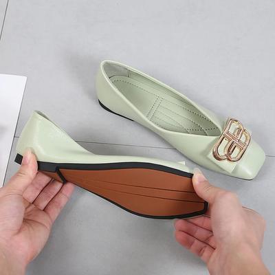 Новые роскошные женские туфли на плоской подошве с неглубоким носком, однотонные туфли с квадратной головкой, модные, в стиле феи, нежные повседневные туфли на плоской подошве