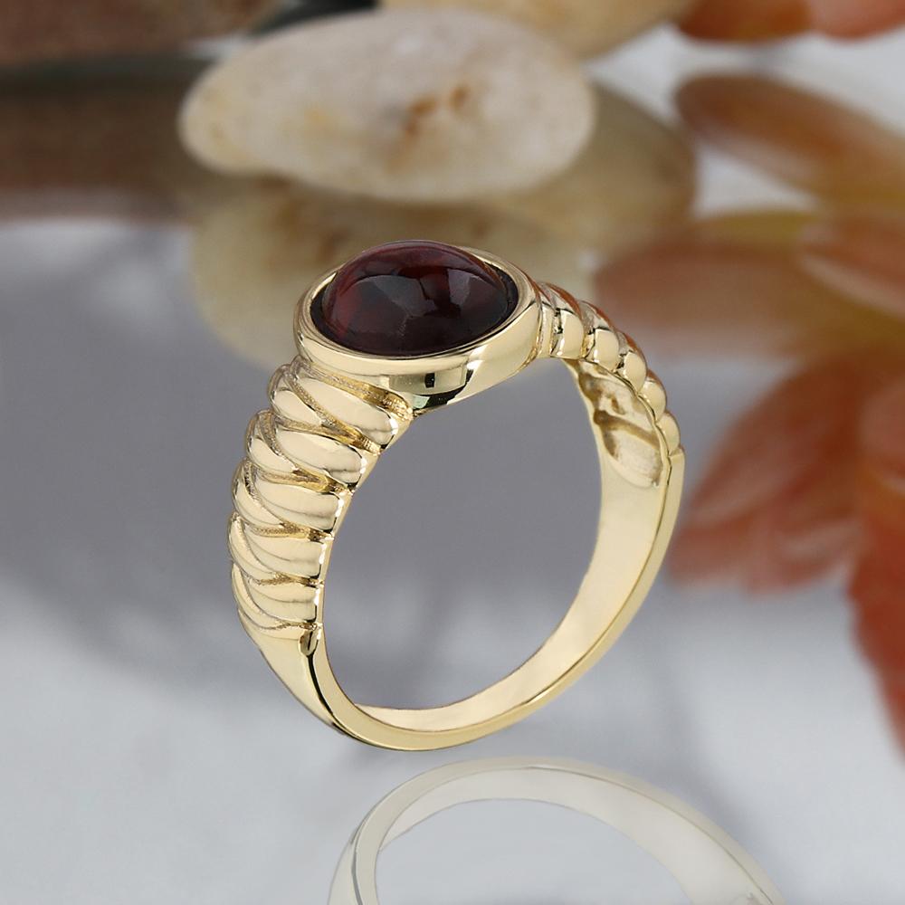 Classic Design 925 Sterling Silver Ring Nature Oval 8*10mm Red Garnet Real Gemstone Fine Jewelry for Women's Banquet Party Gifts