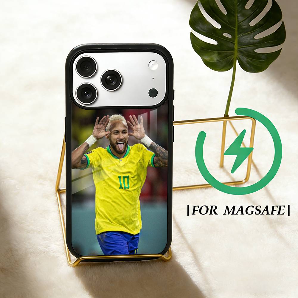 Футбольный чехол для телефона с Неймаром Младшим 10 для iPhone 17,16,15,14,13,12,Plus,Pro,Max с магнитной беспроводной зарядкой Magsafe