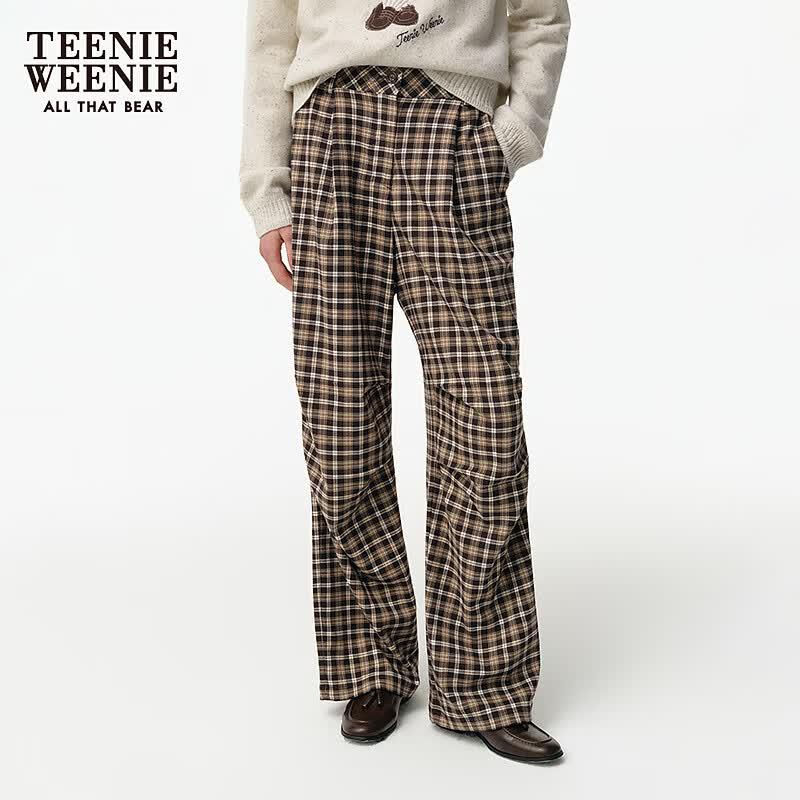Teenie Weenie Женские плиссированные клетчатые брюки-клеш