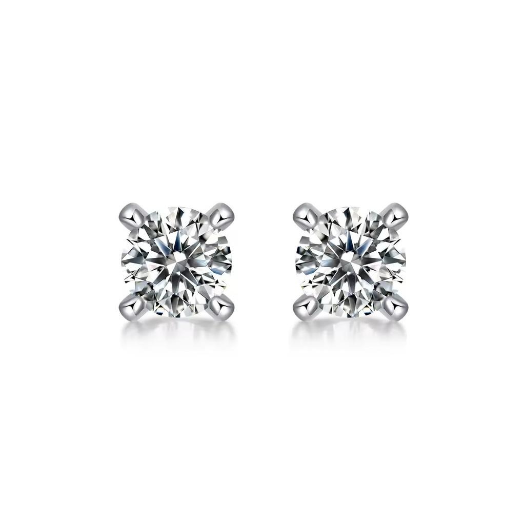 Серьги-гвоздики из стерлингового серебра S925 с резьбой, с четырьмя крапанами, с муассанитами VVS, модные и простые