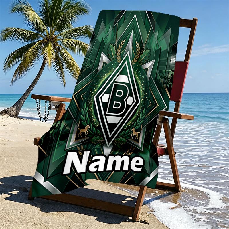 Custom Name Personalized Borussia Monchengladbach Print Beach Towel, for Trip Camping Beach Party Home Decor, Birthday Gift for Family & Friends