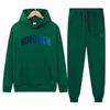 Mens Casual Hooded Sweatshirt Set With Graphic Print Long Sleeve Top Pants Outfit
